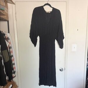 Jen's Pirate Booty Black M/L Maxi Dress with Subtle Metallic Thread